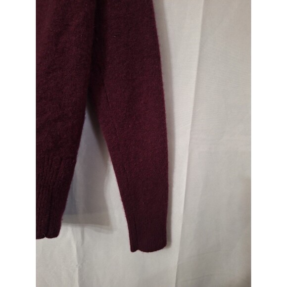 Ann Taylor 100% Cashmere Sweater Medium Burgundy Shawl Collar Drape Front Soft - Picture 7 of 10